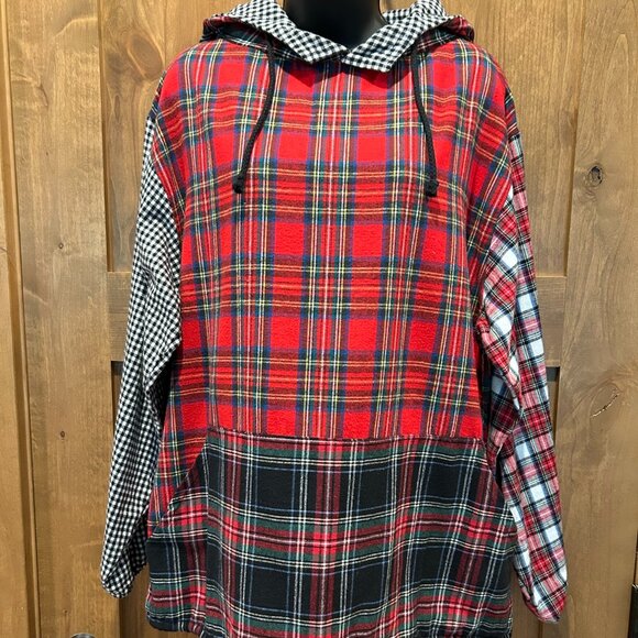 Plaid Patchwork Flannel Pullover Jacket (NEW) - Picture 4 of 14